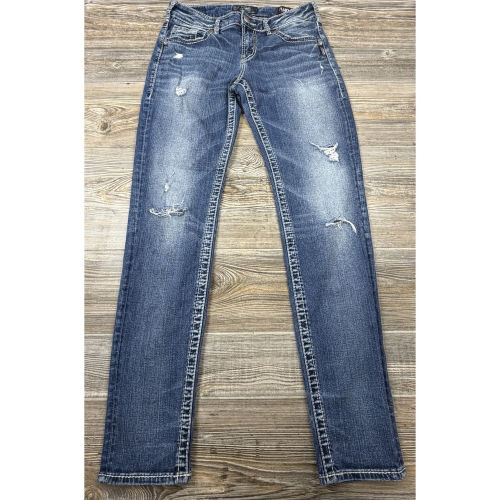 Silver Jeans Co Boyfriend Fluid Denim Distressed Low-Rise W28 L29 FITS 30x31